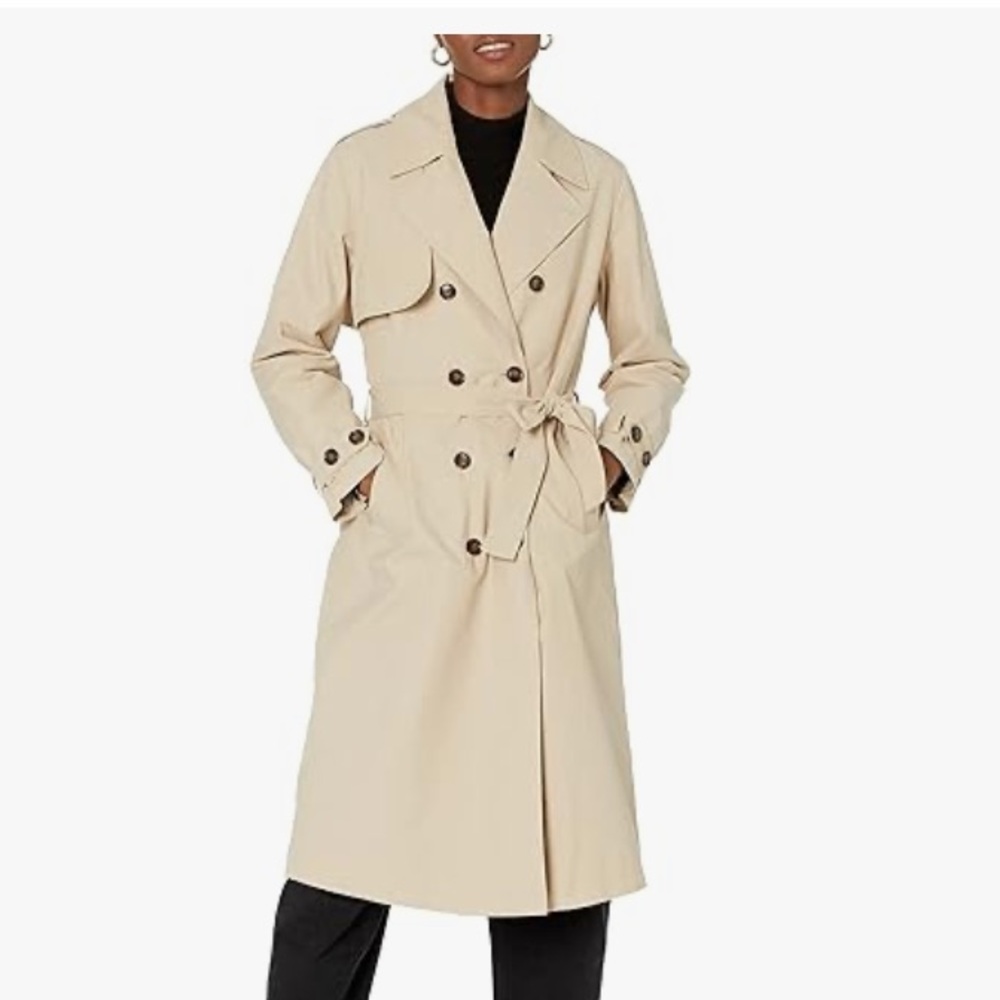 The Drop Noa Timeless Tan Trench Coat with Adjustable Cuffs and‎ Belt